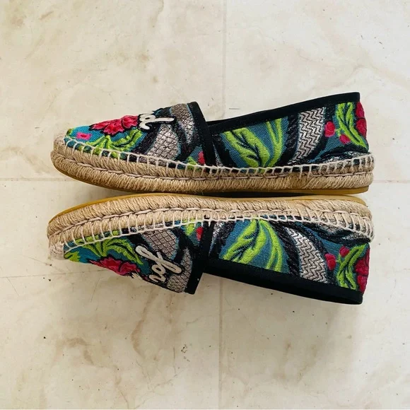 Gucci Canvas Floral Embroidered Blind For Love Espadrilles Flats Size 37.5/7.5 - Picture 3 of 12